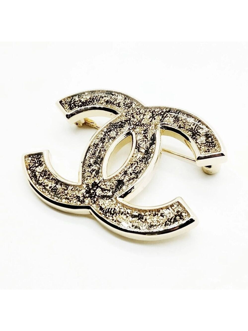 Chanel Brooch Pin Gold Black B24 B 597-050925